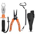 Fishing Pliers with Fish Lip Gripper, 6" Fishing Straight Nostril Pliers, 9" Fishing Lip Gripper, Orange.