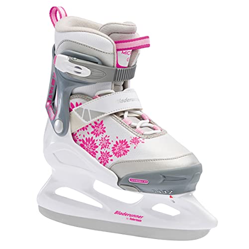 Rollerblade Bladerunner Ice Micro Ice Women, Junior, Adjustable, Pink and White, Ice Skates.