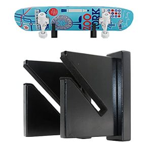 BiJun Skateboard Wall Mount,Longboard Hanger Skateboard Display Rack,for Fits Skateboard,Longboard,Skis,Nowboards,Water Skis and Electric Skateboard (Black)
