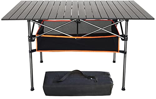 Giant 47''x21.5'' Aluminum Folding Camping Table with Storage Net and Carry Bag - Stable, Anti-Rust, Easy Assembly, Cleaning, and Storage for Camping, Beach.