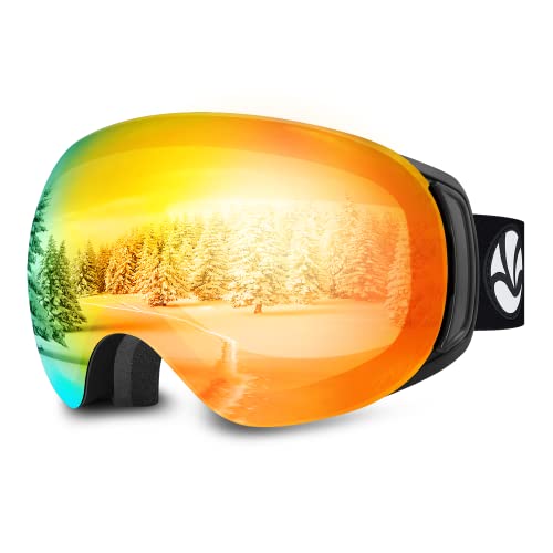 OTG Ski Goggles, Snowboard Goggles, Black Frame / Grey Lens Revo Red Coating (VLT 17%).