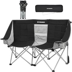 Outdoor Portable Folding Loveseat: The Perfect Double Camping Chair for Adults with Padded Seats and a Heavy Duty Metal Frame