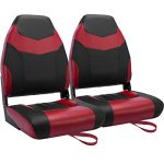 Boat Seats Excessive Again Boat Seat 2 Pack Folding pontoon Boat Seats bass tracker Boat Chairs Thickened Cushion Fishing Boat Cabin Seating Common Measurement, Black & Pink.