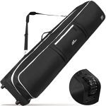 Snowboard Bag Matches 2-Piece Ski and Boot Bag Padded Ski Bag with Wheels, 165cm Ski Baggage and Boot Baggage Waterproof Snowboard Bag for Air Journey with Detachable Strap, Ski Journey Baggage for Flying.