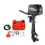 6.5HP 4 Stroke Outboard Motor, Heavy Obligation Boat Motor with Water Cooling System Fishing Boat Engine with 12 Liter Gasoline Tank - Tiller management, Guide begin, 123CC.