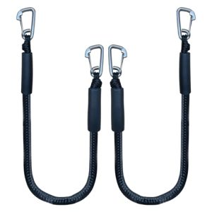 Dock Line Double Clips Heavy Obligation 316 Stainless Metal Clips Boat Ropes Mooring Ropefor for Boats PWC, Inbuilt Snubber, Kayak, Watercraft, SeaDoo, Jet Ski, Pontoon, Canoe, Energy Boat  2-Pack.