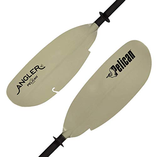 Experience the Ultimate Kayaking Adventure with the Pelican Poseidon Angler Fishing Lightweight Kayak Paddle: Featuring Built-in Retrieval Hooks and Fiberglass Reinforcement - Available in Sand, 98.5 inches!