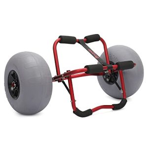 Kayak Cart Trolley with 12" Large Beach Wheels - Includes Free Pump and 2 Ratchet Straps - Ideal for Soft Sand (Pink)