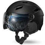 Ski Helmet with Ski Goggles, Mild Weight Snowboard Helmet and 2-in-5 Visor Removable Goggles Set, Snow Sport Helmets for Males Girls, Black, M.