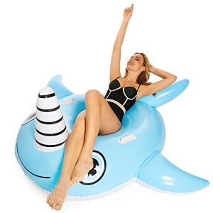 Ride the Waves with the Inflatable Narwhal Pool Float - 51" of Summer Fun!