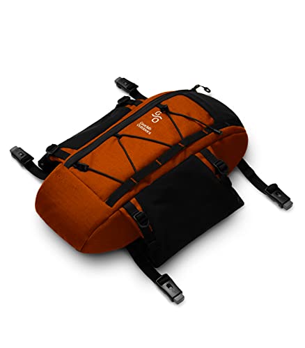 Deck Pod 2 - Compact Kayak Deck Bag with Deckhand System for Paddle Float and Bilge Pump (Black & Lava).