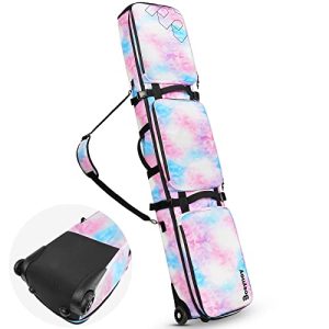 Curler Ski Bag, Padded Waterproof Snowboard Bag with Wheels for Air Journey, Storage Ski Board, Boots, Helmet, Jacket, Sturdy Ski Bag 164cm (Extendable to 175 cm), Christmas Presents Concepts.