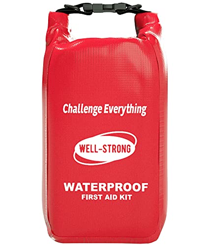 WELL-STRONG Waterproof First Support Equipment Roll High Boat Emergency Equipment with Buckles for Fishing Kayaking Boating Swimming Tenting Rafting Seashore Crimson.