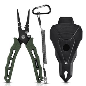 Saltwater Resistant Fishing Gear: Cutthroat 7'' Fishing Pliers with Corrosion Resistant Teflon Coating and Rubber Handle in Stryker Green