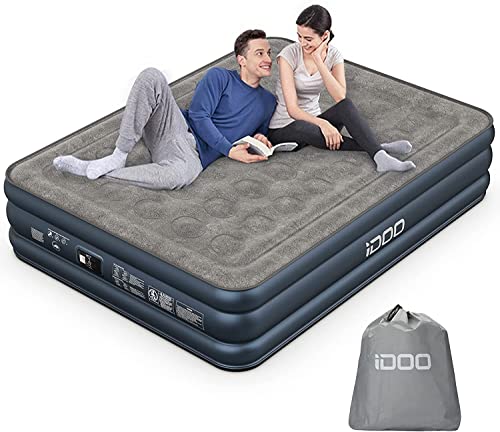Comfy Queen-Size Double-High Air Mattress with Built-in Pump - Perfect for Home & Travel.