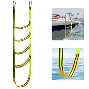 5 Step Portable Boat Rope Ladder for Inflatable, Kayak, Motorboat and Canoeing - Marine Grade Folding Swim Ladder with Extra Length and Support.