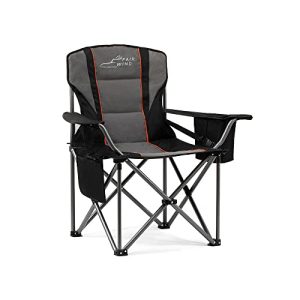 Outsized Absolutely Padded Tenting Chair with Lumbar Help, Heavy Obligation Quad Fold Chair Arm Chair with Cooler Bag - Help 450 LBS.