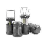 Collapsible LED Emergency Lanterns (4-Pack) - Vivid Hanging Tenting & Survival Lights for Power Outages, Hurricane, Mountain climbing & More, Dark Grey.