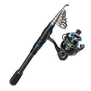 Telescopic Fishing Rod and Reel Combo Set with Fishing Line, Fishing Lures Package & Equipment and Service Bag for Saltwater Freshwater (Fishing Rod+Reel(No Lures & Line)-Blue, 1.8M-5.91FT).