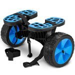 Velocity Kayak Cart Professional, Blue – Straightforward Wheeled Transport for Kayaks, Canoes, Paddleboards, and Surfboards – Adjustable Locking Strap and Kickstand Included.