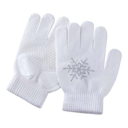 Gel Padded Ice Skating Gloves with Rhinestone Snowflakes for Children Ladies Boys, Determine Skating Gloves Anti Slip for Observe Competitors Winter Heat Mitten, Cut back Falling Accidents.