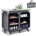 Portable Camping Cook Table with Storage Organizer