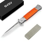Orange G10 Handle Folding Pocket Knife - 7Cr17 Stainless Steel EDC Knife with Safety Liner-Lock - Great for Camping, Hunting and Survival - Perfect for Men and Women.