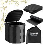 Portable Camping Toilet with Waterproof Carry Bag, Disposable Bags, and Foldable Paper Holder - Ideal for Outdoor Adventures and Emergencies.