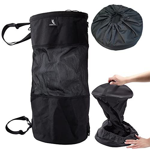 Boat Trash Bag for Simple Emptying Trash with Moveable Mesh Trash Bag - Nice for Avoiding Trash Flying on Boat, Kayak, Fishing, Tenting - Collapsible Mesh Trash Can for Boat (Black).