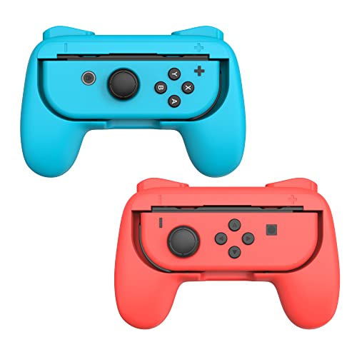 Grips for Nintendo Swap Joycon Controller 2 Pack - Recreation Equipment Pleasure-Con Handheld Joystick Distant Management Holder Pleasure Con Package - Blue/Purple Combo.