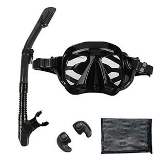 Explore the Underwater World with Anti-Leak Snorkeling Gear Set for Adults - Dry Top Snorkel, Panoramic View Mask, Anti-Fog Technology, Ear Plugs & Travel Bag Included.
