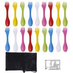 18-Pack Sporks - Colorful and Sturdy Tritan Sporks for Camping and Outdoor Adventures with Bonus Waterproof Bag and Multifunctional Bottle Opener
