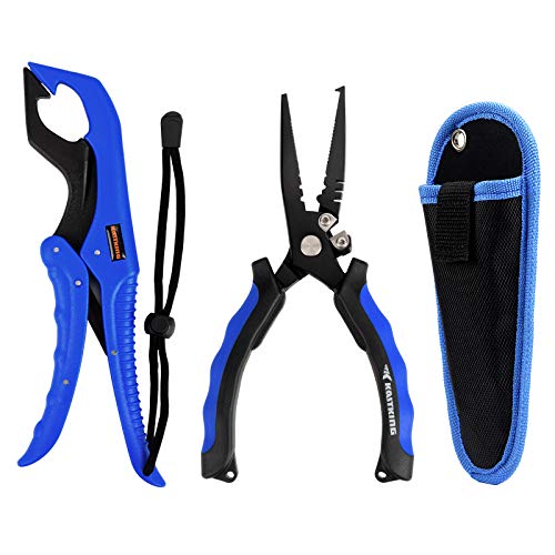 Intimidator Fishing Pliers Combo with Floating Lip Grip, Corrosion Resistant Coated Metal Pliers, Multi-Perform Fishing Instruments, Freshwater Fishing Gear.