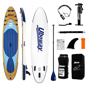 Inflatable Stand Up Paddle Board 11' Paddleboard Inflatable Extremely-Mild with Premium Sup & Backpack Equipment for All Talent Ranges, Non-Slip Deck, Dry Bag & Hand Pump, Fish Design.