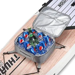 Take Your Paddle Board Experience to the Next Level with Water-Resistant SUP Deck Bag - Includes Paddle Board Cooler with Insulated 10 Can Capacity and Mesh Top Pocket - Slate Color.