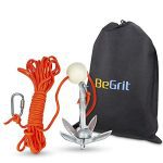 BeGrit Small Boat Anchor Kit: 1.5 lb Carbon Steel Folding Grapnel Anchor and 32.8 ft Anchor Tow Rope with Carrying Bag for Paddle Boards, Kayaks, Canoes, and Jet Skis