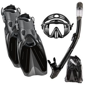 Ultimate Snorkel Set for Adults - Dive into Adventure with Model Snorkel Gear - Goggles, Arid Top Snorkel, Fins, and Gear Bag Included