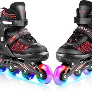 Adjustable Inline Skates for Women Boys Girls Males with Full Gentle Up Wheels, Out of doors & Indoor Curler Skates Blades for Children Youth Adults Newbie.