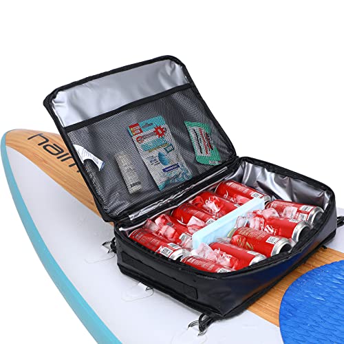 SUP Deck Cooler Bag - Waterproof 10-Can Cooler for Stand-Up Paddleboards (Black).