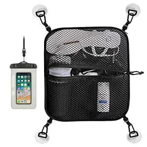 Maximize Your Paddle Boarding Experience with Unigear Mesh Deck Bag - Includes 4 D-Ring Patches and Waterproof Cellphone Case for SUP Equipment Storage and Protection.