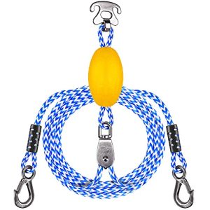 Heavy Responsibility Boat Tow Harness for Tubing, Boat Tow Rope with Stainless Metal Fast Connector & Pulley, Heavy Responsibility Self Centering Tow Harness for Boat Water Sport Jet Ski Wakeboarding.