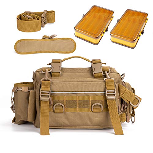 Double-Sided Waist Fishing Bag with Two Tackle Boxes - Perfect for Freshwater and Brackish Fly Fishing.