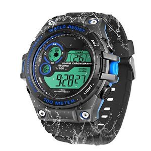 100m Underwater Scuba Diving Look ahead to Mens Boys with Stopwatch, Chronograph, Alarm Capabilities, Twin Time Zone, 12/24 Hours Format.