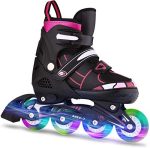 Adjustable Inline Skates for Children and Adults Boys Blade Skate with Full Gentle Up Wheels Blades Curler Skates Women Ages 8-12 Curler Ladies Blades Dimension 7.