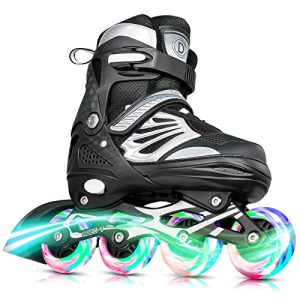 Black/Blue/Purple Christmas Stocking Stuffers Adjustable Inline Skates Boys Women Youngsters Girls Males Dimension,Mild Up Grownup Curler Blades Skates for Girls Out of doors and Indoor (Gray, Massive - Massive Child (5-7.5)).