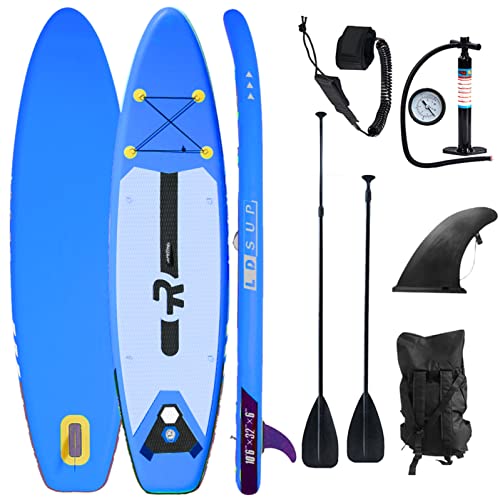 Lucear Inflatable Stand Up Paddle Board Non-Slip Deck with Premium SUP Equipment | Broad Stance, Backside Fins for Browsing Management | Youth Adults Newbie.
