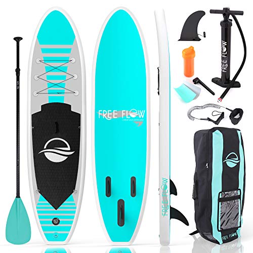 Inflatable Stand Up Paddle Board (6 Inches Thick) with Premium SUP Equipment & Carry Bag | Extensive Stance, Backside Fin for Paddling, Surf Management, Non-Slip Deck | Youth & Grownup Standing Boat.