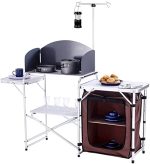 Seatopia Folding Grill Desk, Aluminum Transportable Camp Prepare dinner Station with Carry Bag Fast Set-up for BBQ Tenting Picnic Yard, Outside Tenting Kitchen Desk.
