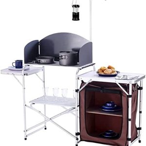 Seatopia Folding Grill Desk, Aluminum Transportable Camp Prepare dinner Station with Carry Bag Fast Set-up for BBQ Tenting Picnic Yard, Outside Tenting Kitchen Desk.