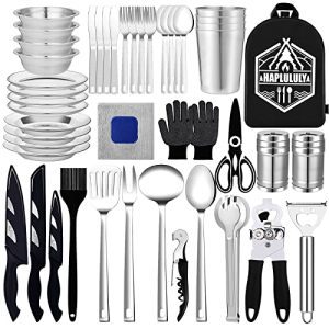 Ultimate Camping Cookware Set - 46PCS Black Kitchen Essentials for Outdoor Cooking Adventures